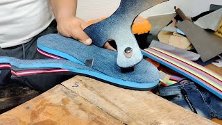 Kreasi membuat sandal dengan Jeans bekas