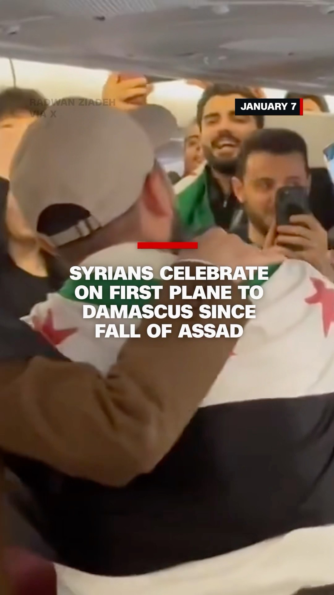 Syrians celebrate on first plane to Damascus since fall of Assad