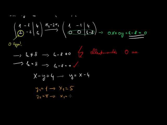 Paraméteres egyenletrendszer megoldásai 1.