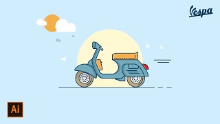 #1 Tutorial Illustrator | Cara Membuat Vektor Vespa Vintage di Adobe Illustrator