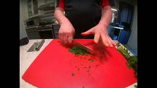 Heres a short video showing Basic Knife Skills with Parsley Prep & Trick