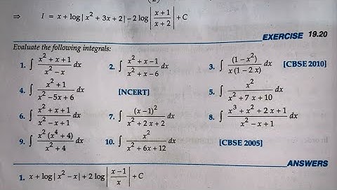 RD SHARMA EX 19.20 Q1 TO  Q5 SOLUTIONS OF CHAPTER 19 INDEFINITE INTEGRALS CLASS 12TH(PART1)