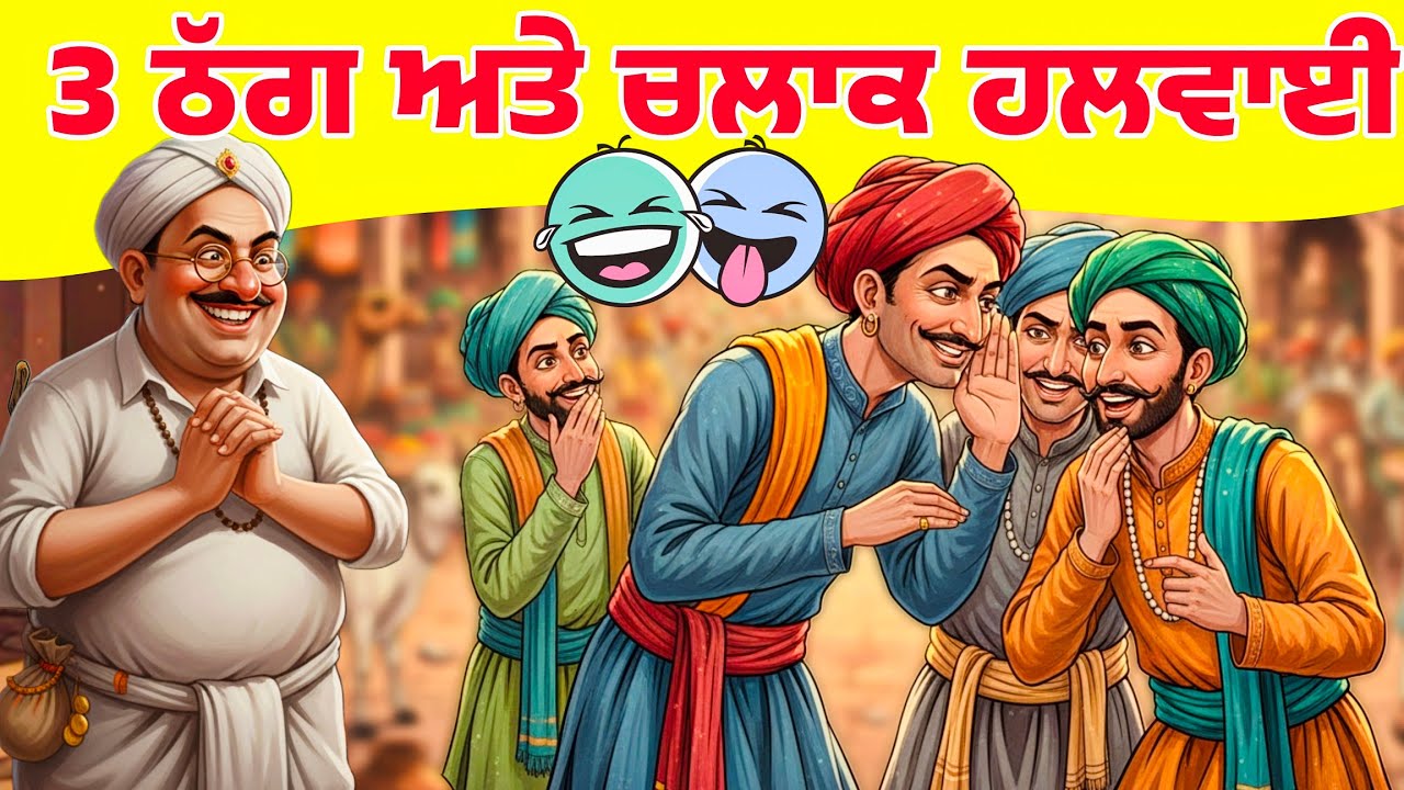 3 ਠੱਗ ਅਤੇ ਚਲਾਕ ਹਲਵਾਈ । Punjabi story । Desi Village Story #motivation #moralstories