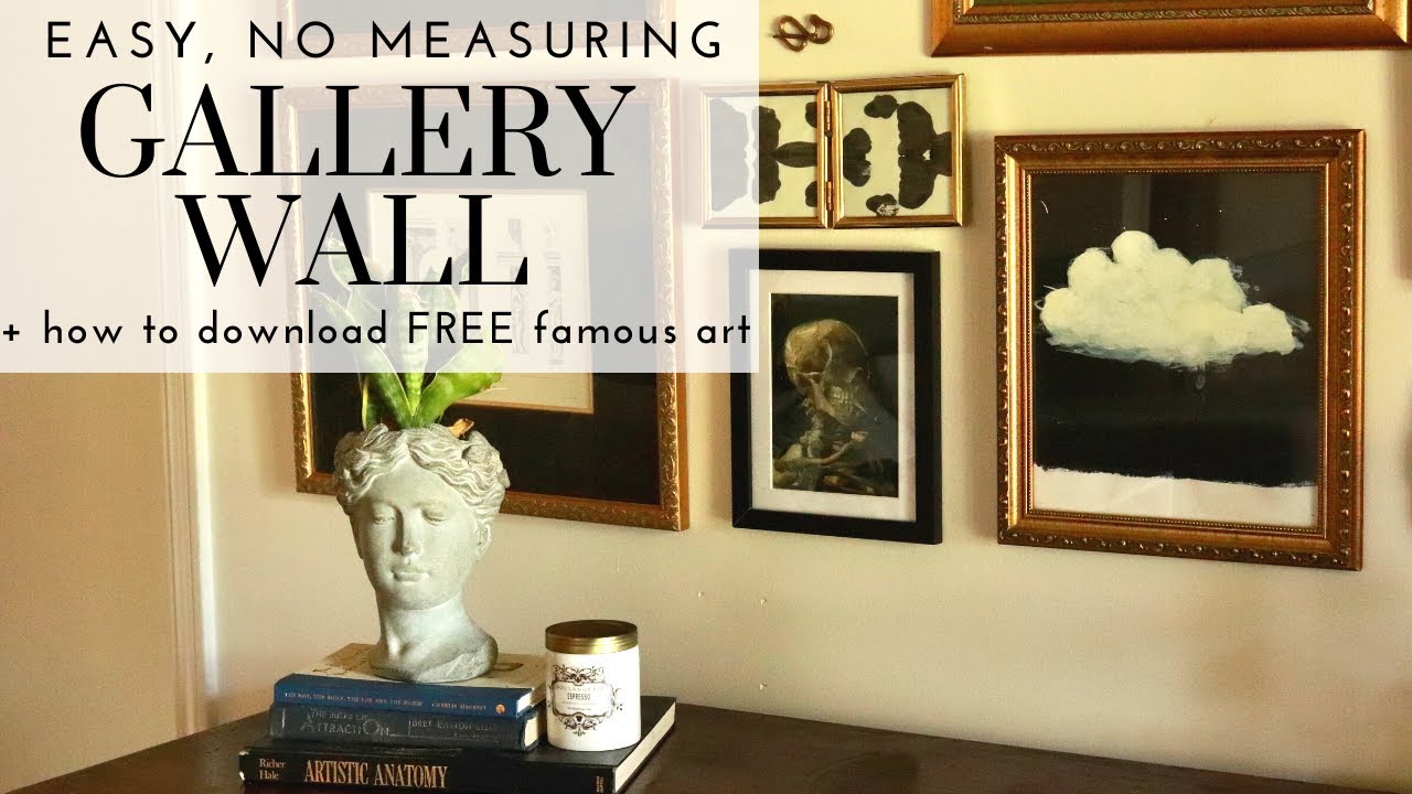 Gallery Wall DIY WITHOUT MEASURING! + how to get FREE ART + Hanging ...