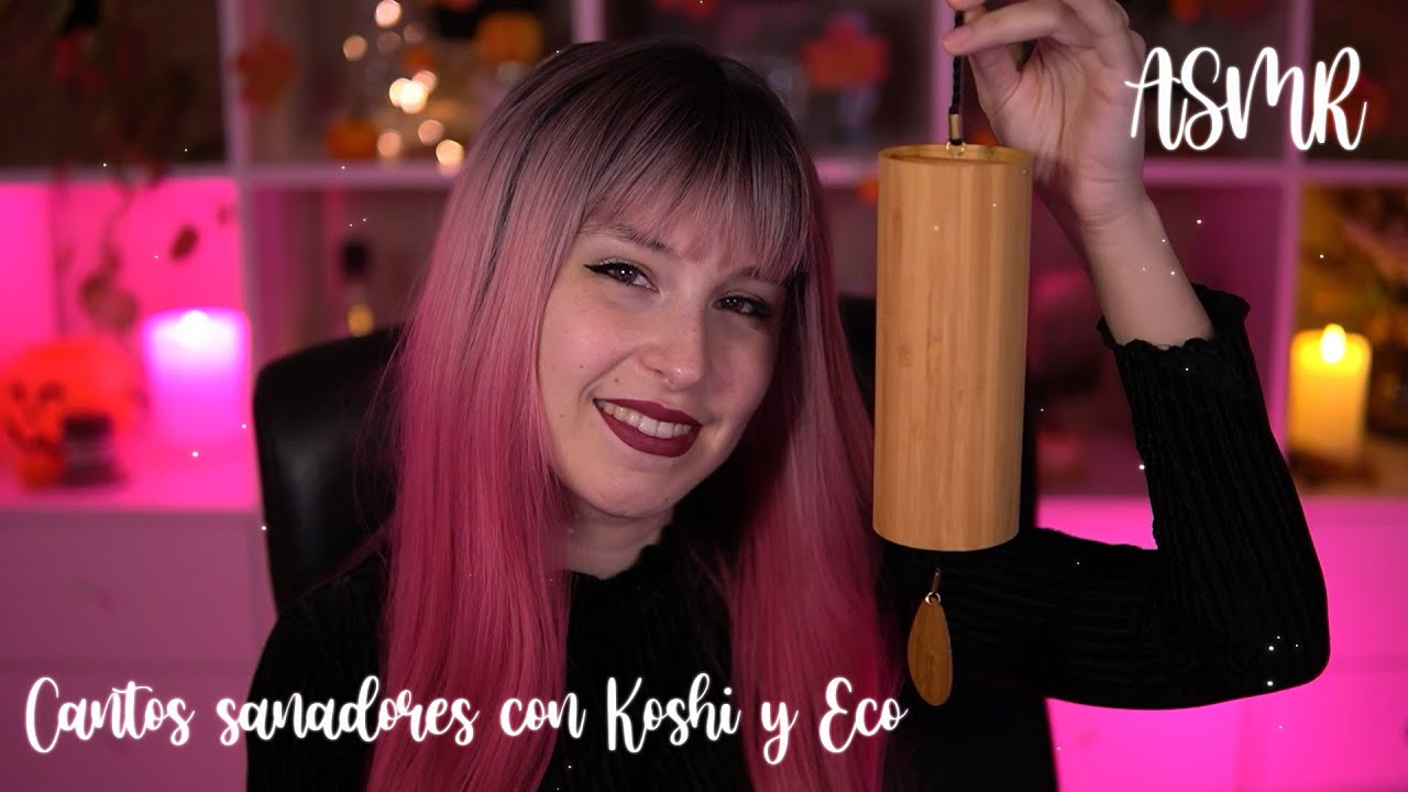ASMR | Cantos sanadores con mouth sounds, eco y campanita (koshi) | BlueYeti