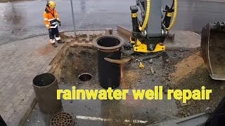 rainwater well repair. volvo ewr150E + engcon tiltrotator.