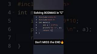 Solving BODMAS Question in C-Programming 👨‍💻 #shorts