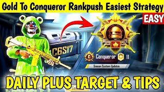 🇮🇳DAY 01 - GOLD TO CONQUEROR RANKPUSH TIPS | DAILY PLUS TARGET SOLO RANKPUSH TIPS AND TRICKS