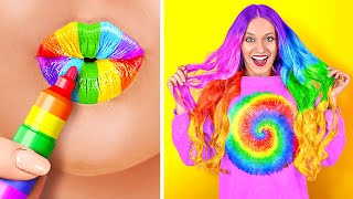 BRIGHT RAINBOW IDEAS|| Colorful Girly Hacks For Any Occasion By 123 GO GOLD