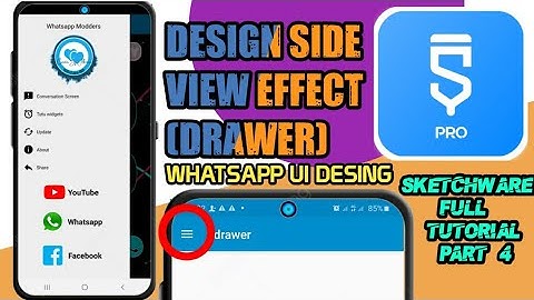 ADD AND DESIGN SIDE VIEW EFFECT(DRAWER) | SKETCHWARE TUTORIAL 22 | WHATSAPP UI DESING | SINHALA.