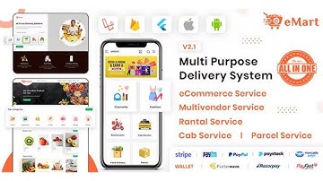 eMart | Multivendor Food, eCommerce, Parcel, Taxi booking, Car Rental App with Admin and Website