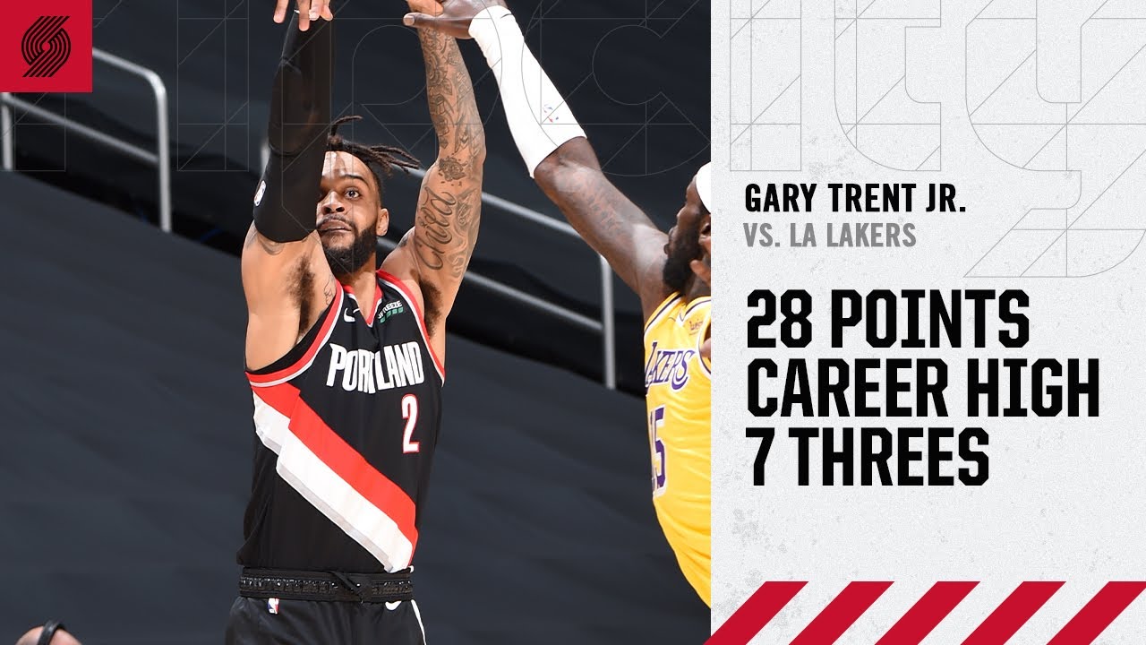 Gary Trent Jr 28 Points 7 Threes Highlights Trail Blazers Vs Lakers Youtube