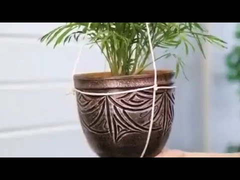 تزيين وتعليق اصص النبات بالحبل    