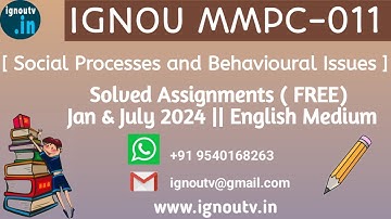 IGNOU MMPC-011 Solved Assignment Jan & July 2024 [FREE] || IGNOU MBA || IGNOU TV || IGNOU ||
