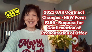 2021 GAR Contract Changes - NEW Form: Confirmation of Presentation of Offer