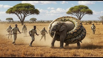 Heroic Rescue: Brave Team Saves Elephant Calf from GIANT Python Attack in Savannah!