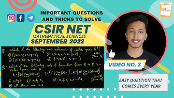 CSIR NET September 2022 Important Question Series ||Video no - 3||learn MATHEMATICS