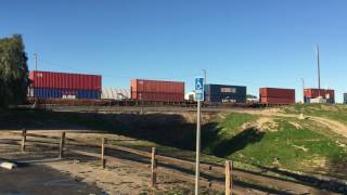 UP 8198 leads Westbound Stack Train passes through Riverside CA