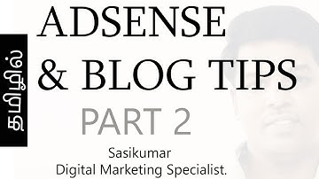 Adsense Earnings in India. Part 2 (Tamil) Search Analyst Sasikumar #SasikumarTalks
