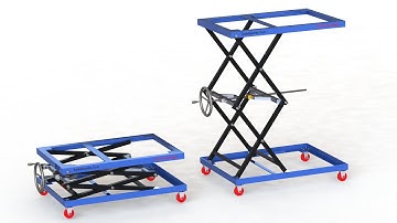 Mechanical Scissor Lift Table Cart Working Animation in Solidworks