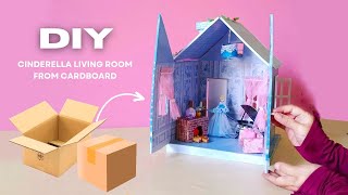 cinderella doll house, miniature Living room, diy princess disney doll house