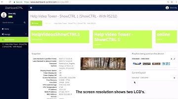 Manage/Device Page - Videowall - Dashboard Overview