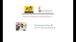 Task No 03 : Program the User Sign In Process