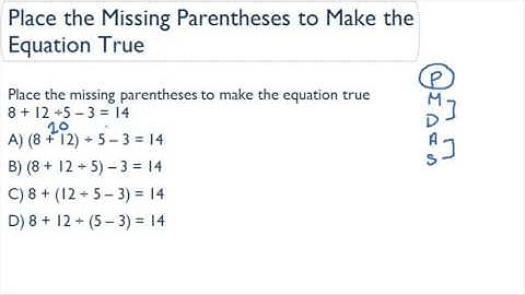 Place the missing parentheses to make the equation true