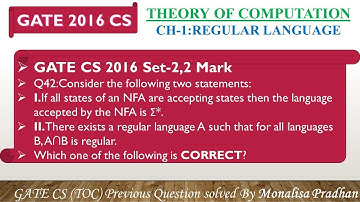 GATE CS 2016 Set-2,Q42:Consider the following two statements:I.If all states of an NFA are accepting