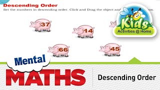 mental maths activities descending order mental maths vol 1