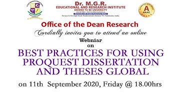 BEST PRACTICES FOR USING PROQUEST DISSERTATION AND THESES GLOBAL