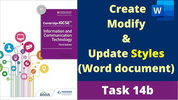 Task 14b IGCSE ICT Chapter 14 - Styles | Create Modify & Update Styles in Word Document Hodder Edu