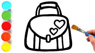 bag with heart drawing painting and coloring for kids toddlers lets draw paint together