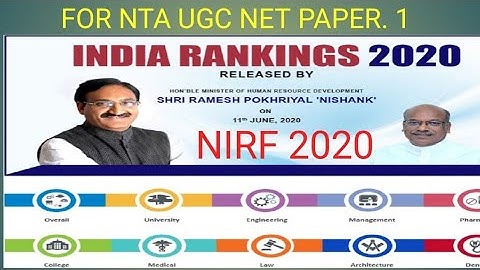 National Institutional Ranking framework 2020 | NTA UGC NET PAPER 1