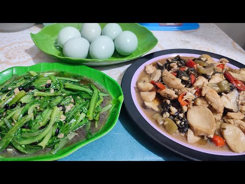 Cantonese food kaibeiku, hamcoi, kaiyuk ||cooking Chinese food king oyster mushroom salted vegetable