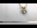 14K Yellow Gold Womens Diamond Heart Pendant Necklace