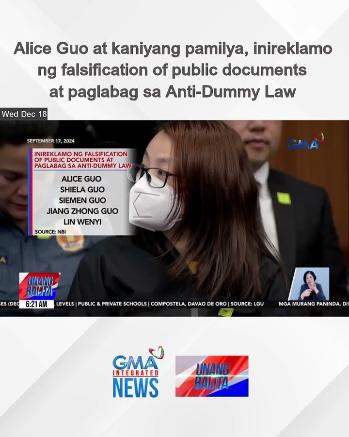 Alice Guo at kaniyang pamilya, inireklamo ng falsification of public documents at... | Unang Balita