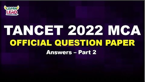 TANCET MCA 2022 | Official Question Paper | Answers | Part 2 #tancet2023mca #tancet2023
