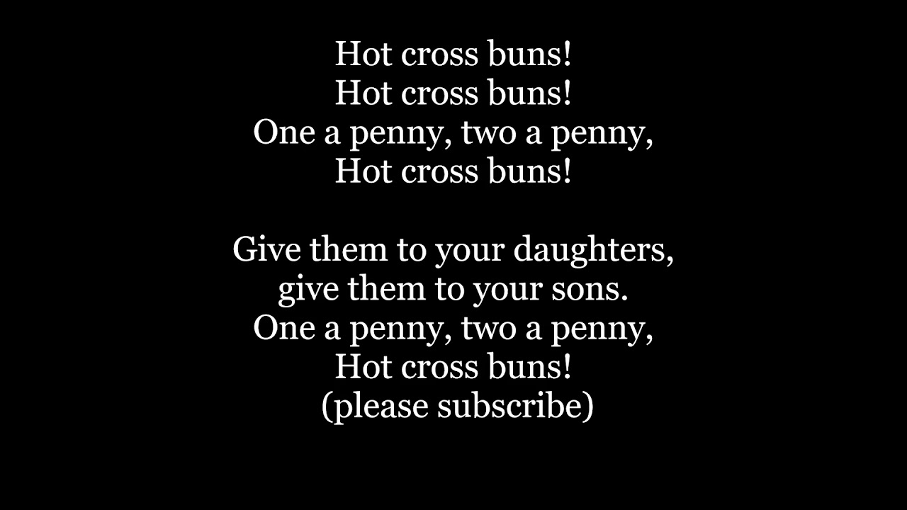 Hot Cross Buns with verse Lyrics Words recorder band sing along music