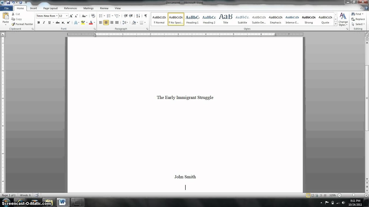 Creating an MLA title page