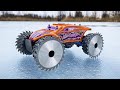 EXPERIMENT : Saws Instead Of Wheels On a Radio-Controlled Car | Сar On Ice