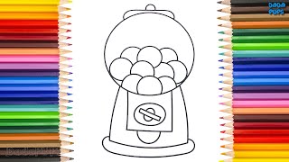 How To Draw A Gumball Machine| Gumball Machine kids|Fun Art Colors| Rainbow Candy