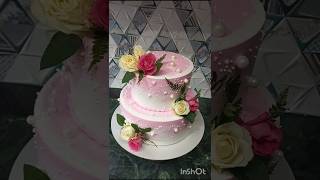 Elegant Ring Celebration cake design 🌸 | 2 Tier anniversary cake #cake #shorts #cakedecorating