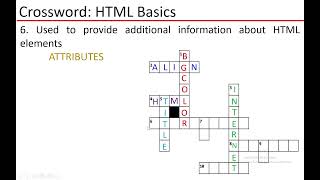 ICT | Crossword HTML Solution | School | Class | 7 Standard |