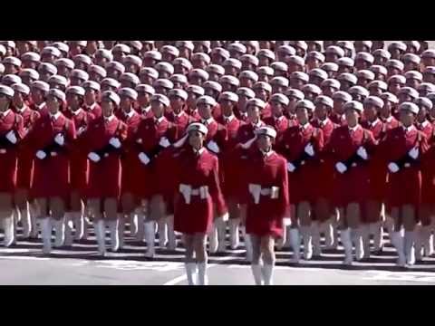 Китайские девушки, военный парад под песню Катюша