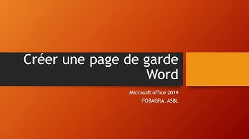 Comment créer une page de garde Word 2019?