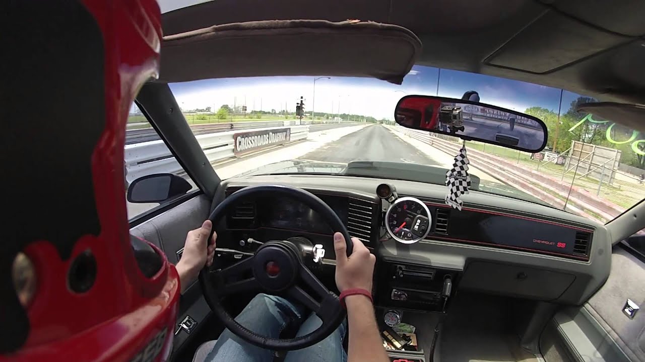 86 Monte Carlo Drag Race Helmet Cam - YouTube