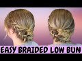 EASY braided low bun hairstyle - for medium length hair