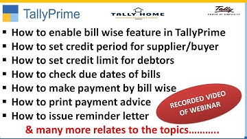 BILL WISE FEATURE IN TALLY PRIME | OUTSTANDING MANAGEMENT IN TALLY PRIME