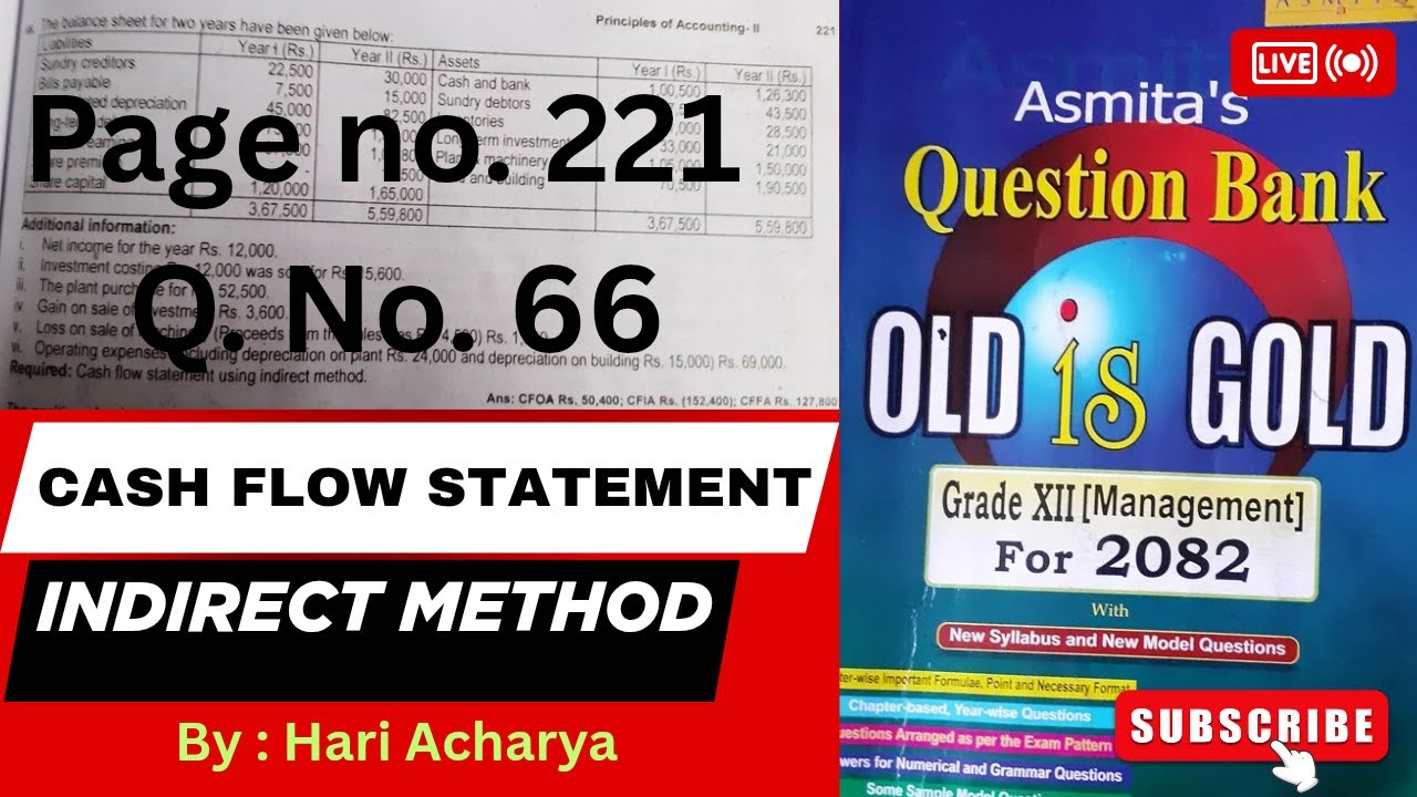 Cash Flow Statement using Indirect Method || Q. N0. 66 in Nepali || Class 12 Old is Gold 2082
